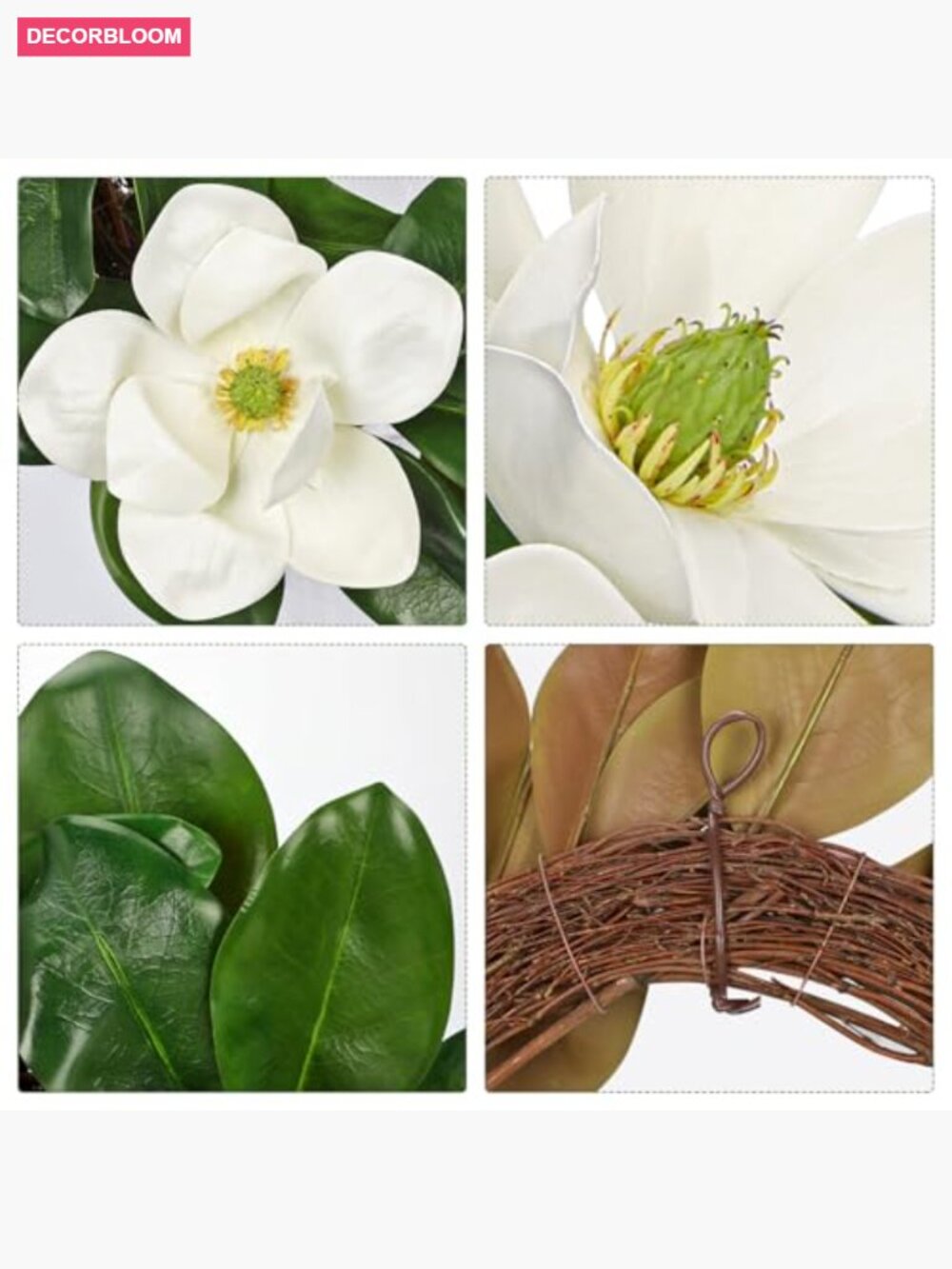 19.6" Faux Magnolia Flower Stems Set of 2 for Home Decor - Picture 4 of 6